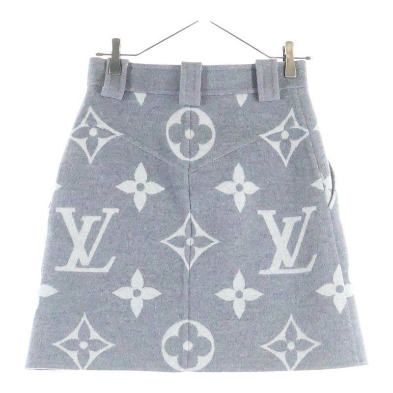 Louis Vuitton Monogram Giant Wool Skirt Gray Tuv