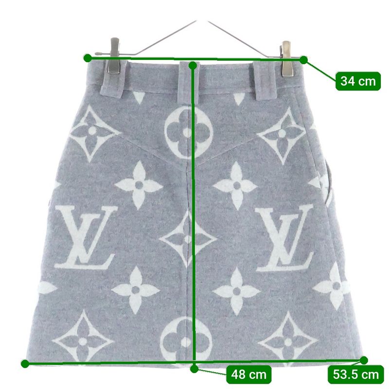 Louis Vuitton Monogram Giant Wool Skirt Gray Tuv
