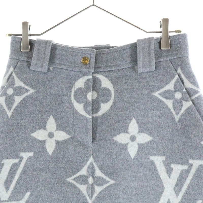 Louis Vuitton Monogram Giant Wool Skirt Gray Tuv