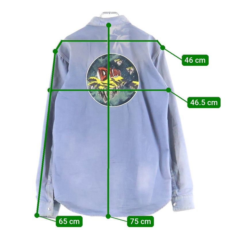Dior Graphic Logo Embroidery Cotton Denim Shirt Blue