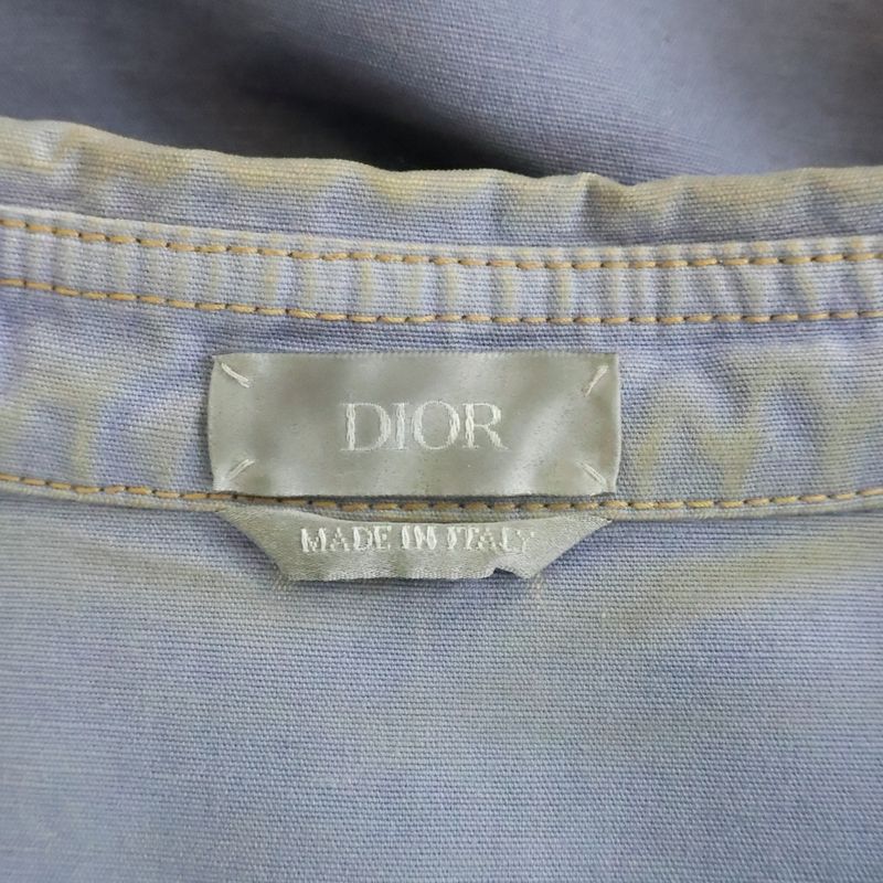 Dior Graphic Logo Embroidery Cotton Denim Shirt Blue