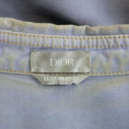 Dior Graphic Logo Embroidery Cotton Denim Shirt Blue