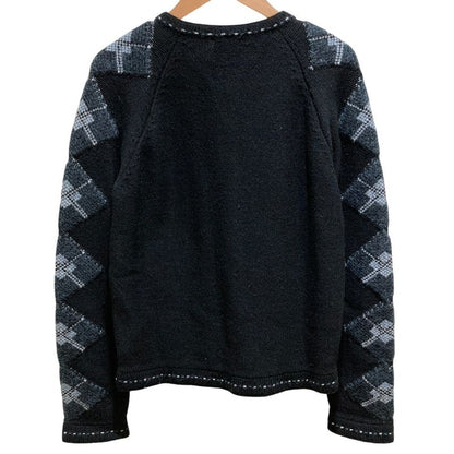 Chanel CC Logo Cashmere Blend Zip Knit Cardigan 38 Black
