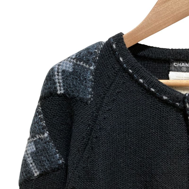 Chanel CC Logo Cashmere Blend Zip Knit Cardigan 38 Black