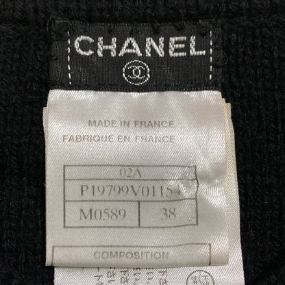 Chanel CC Logo Cashmere Blend Zip Knit Cardigan 38 Black