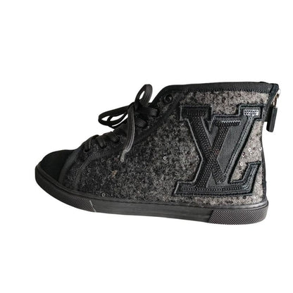 Louis Vuitton Wool Sequin High Cut Sneakers 34