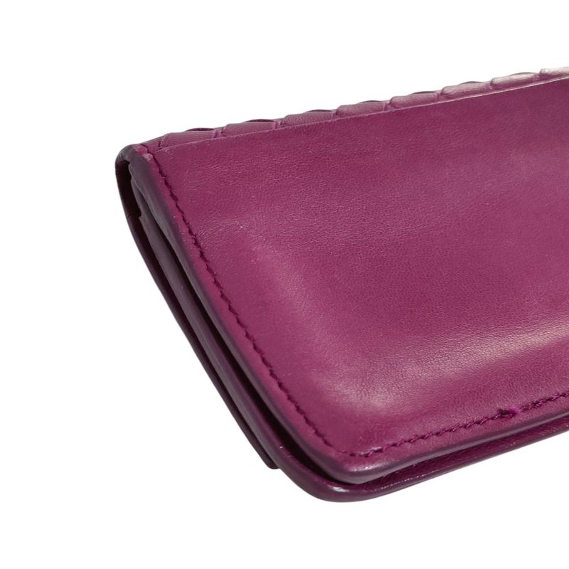 Bottega Veneta Intrecciato Leather Card Case Purple