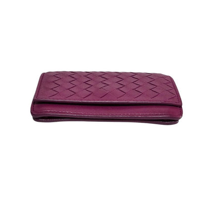 Bottega Veneta Intrecciato Leather Card Case Purple