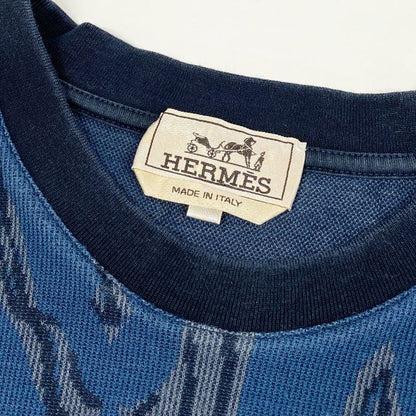 Hermes Short Sleeve T-Shirt Crew Neck Top Pique Dance of Horses Horse Pattern M