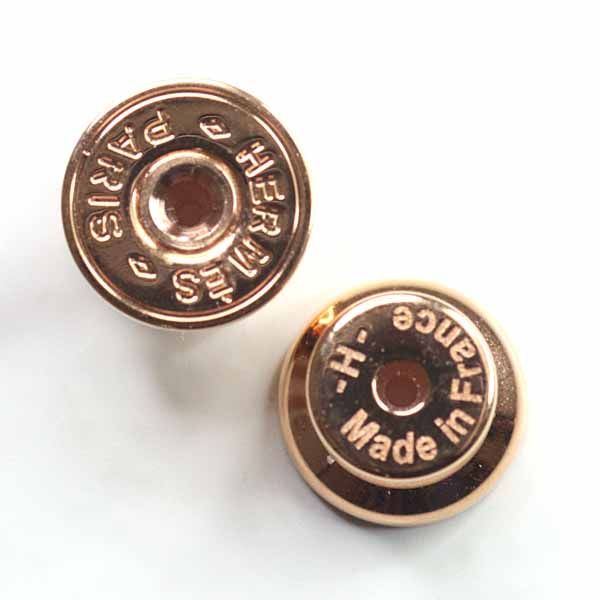 Hermes Earrings Mini Pop H: Pop Lacquer Metal Rose Dragee Golden