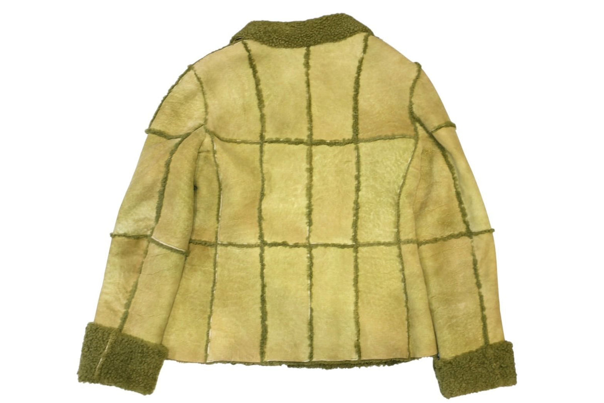 Chanel Fleece Jacket CC Logo Lambskin Khaki Leather 42 — view 2