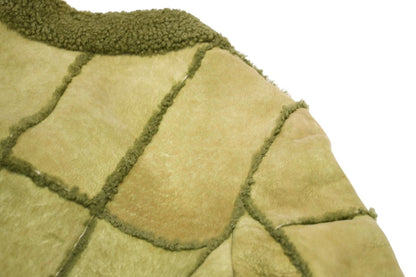 Chanel Fleece Jacket CC Logo Lambskin Khaki Leather 42 — view 5