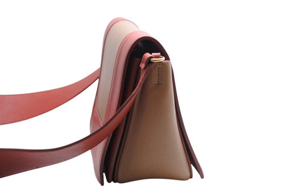 Celine Frame Shoulder Bag Bicolor Leather Red Brown Gold — view 4