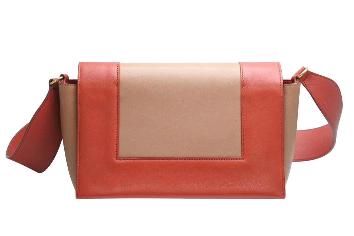 Celine Frame Shoulder Bag Bicolor Leather Red Brown Gold — view 2