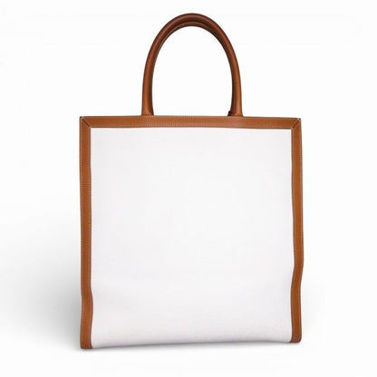 Celine Vertical Cover Large Canvas Leather Camel