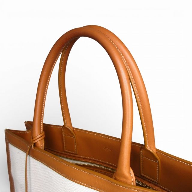 Celine Vertical Cover Large Canvas Leather Camel