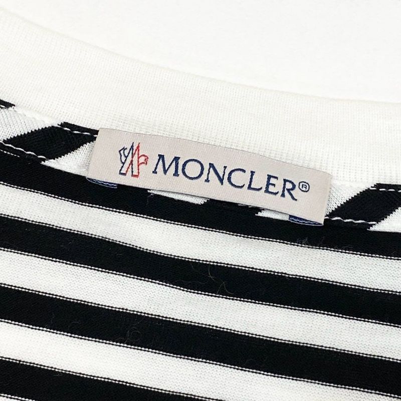 Moncler Short Sleeve T-Shirt Border Chest Logo S White Black