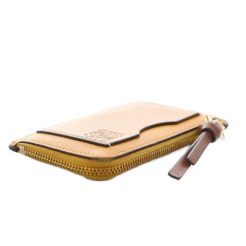 Loewe Anagram Fragment Case Coin Purse Card Leather Yellow