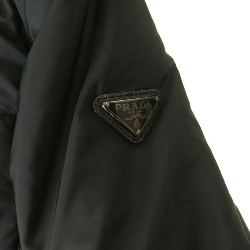 Prada Triangle Plate Down Jacket Zip Up 38 Black