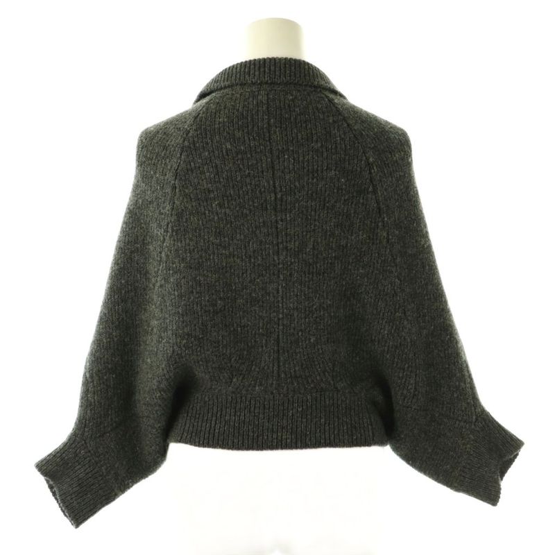 Louis Vuitton Wool Cashmere Frill Knit Poncho Cardigan S Dark Gray