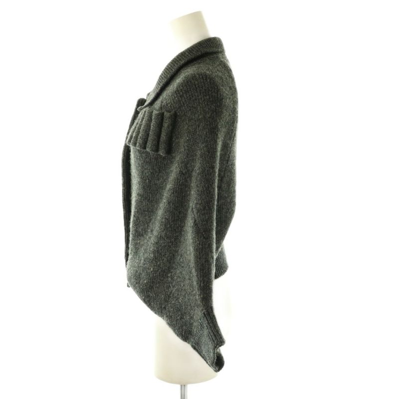Louis Vuitton Wool Cashmere Frill Knit Poncho Cardigan S Dark Gray