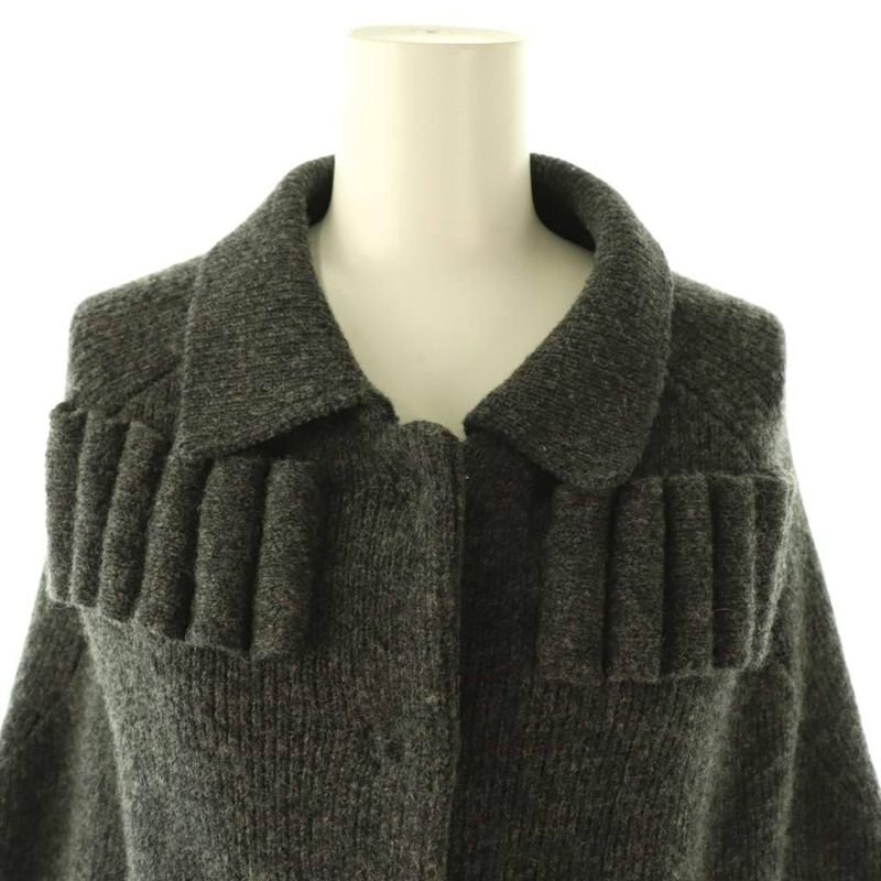 Louis Vuitton Wool Cashmere Frill Knit Poncho Cardigan S Dark Gray