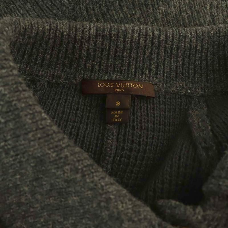 Louis Vuitton Wool Cashmere Frill Knit Poncho Cardigan S Dark Gray
