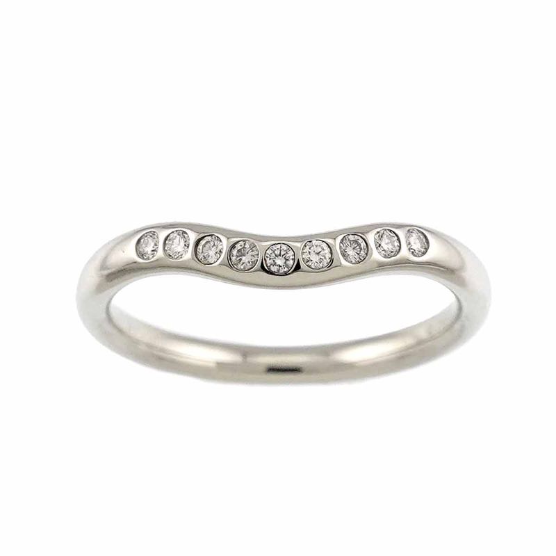 Tiffany & Co. Curved Band Ring Diamond Pt Platinum