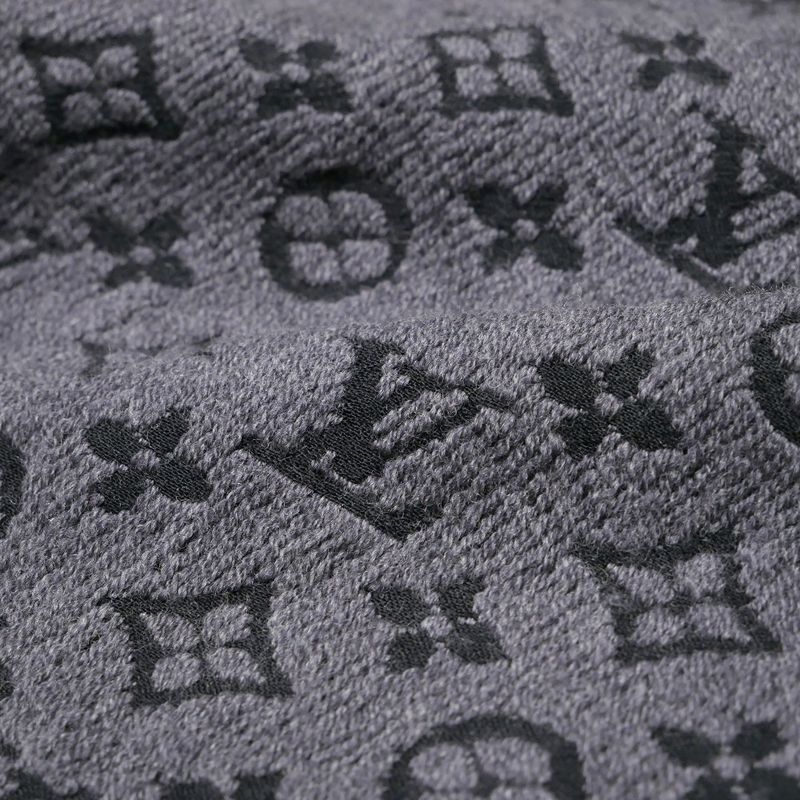 Louis Vuitton Monogram Classic Shawl Scarf Wool Fringe