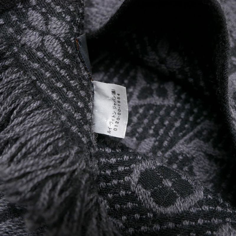 Louis Vuitton Monogram Classic Shawl Scarf Wool Fringe
