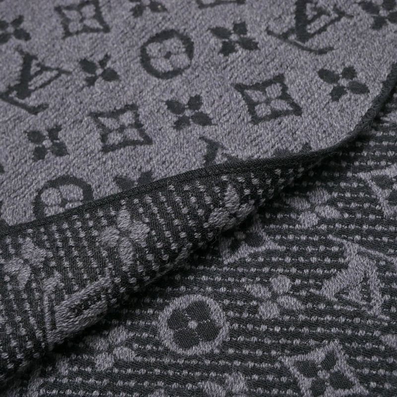 Louis Vuitton Monogram Classic Shawl Scarf Wool Fringe