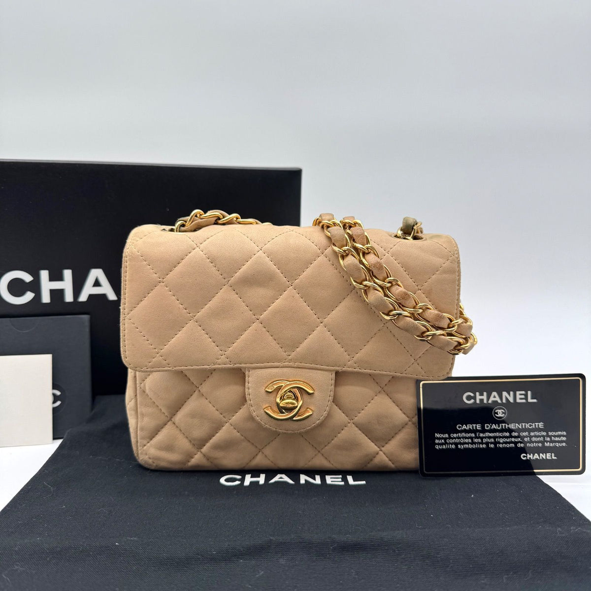 Chanel Large Shoulder Bag Mini Quilted CC Logo Turnlock