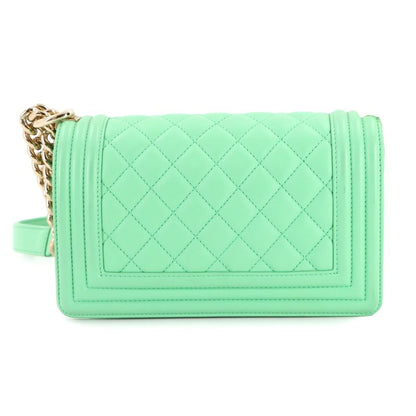 Chanel Small Chain Shoulder Bag Lambskin Light Green