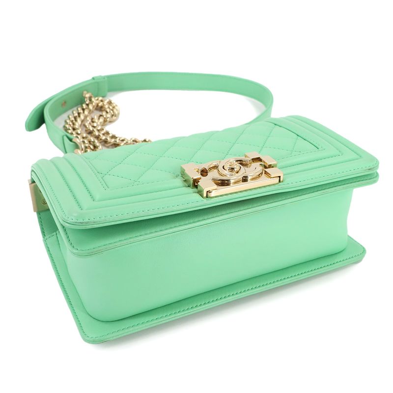 Chanel Small Chain Shoulder Bag Lambskin Light Green