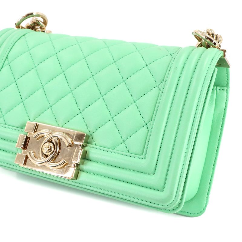 Chanel Small Chain Shoulder Bag Lambskin Light Green