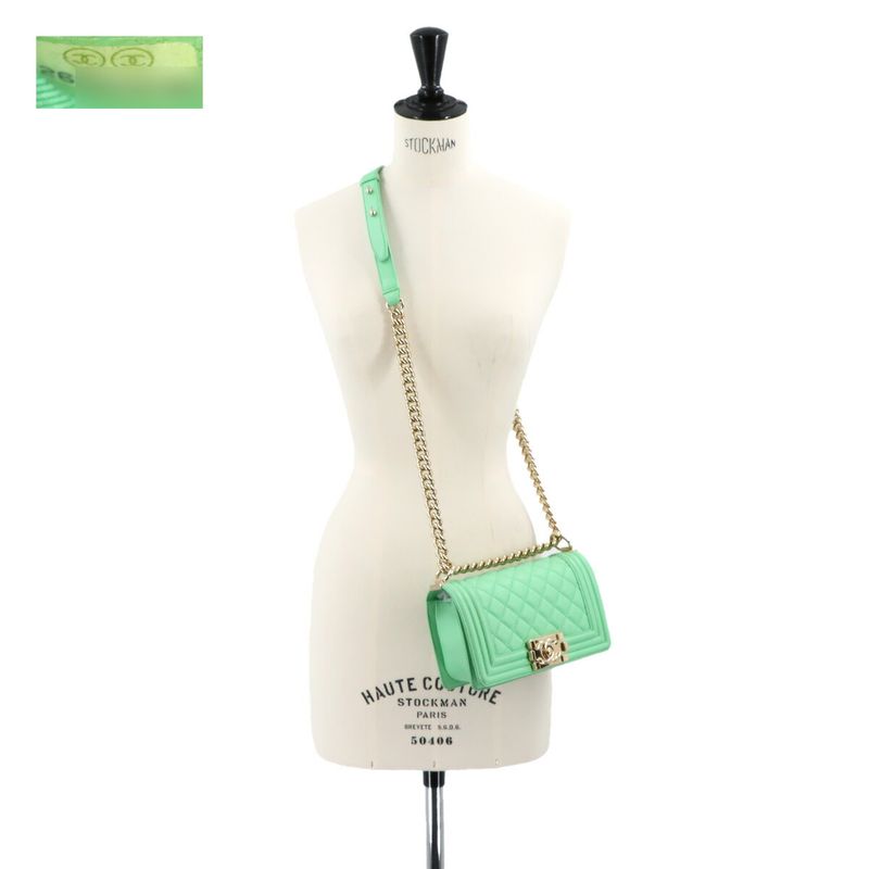 Chanel Small Chain Shoulder Bag Lambskin Light Green