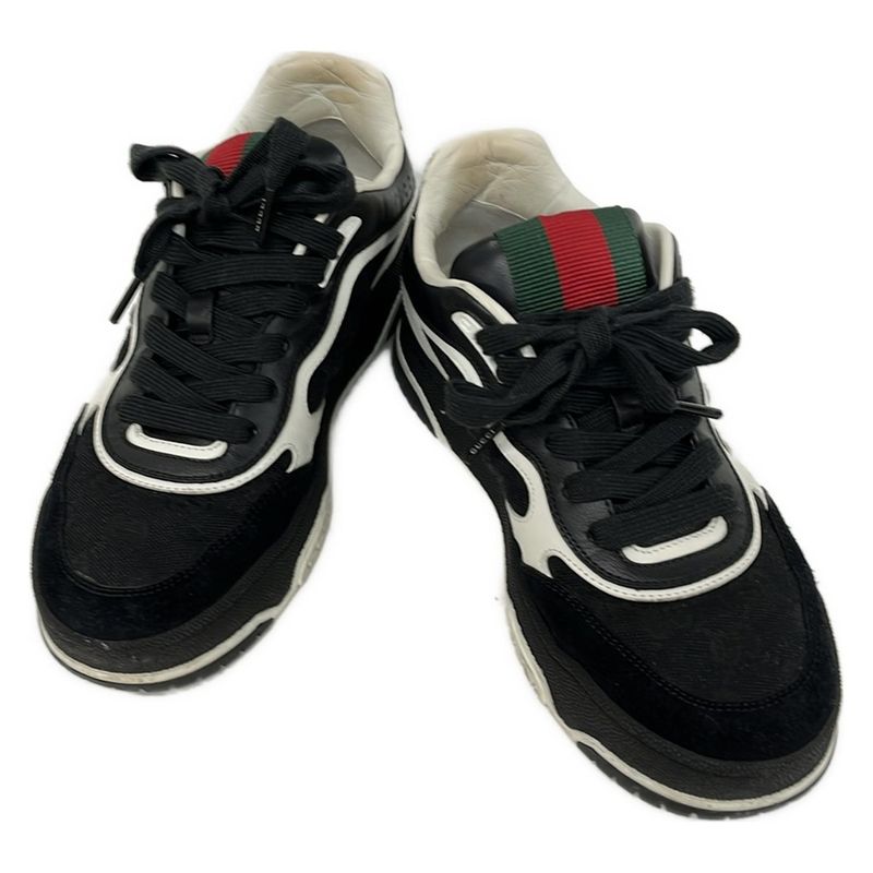 Gucci Sneakers 36 Reweb Black White Multi GG Pattern Sherry