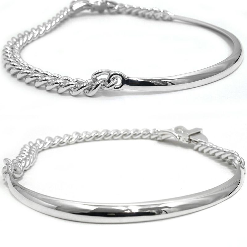Hermes Necklace Choker Booklet Series GM Inflexible 44 Silver