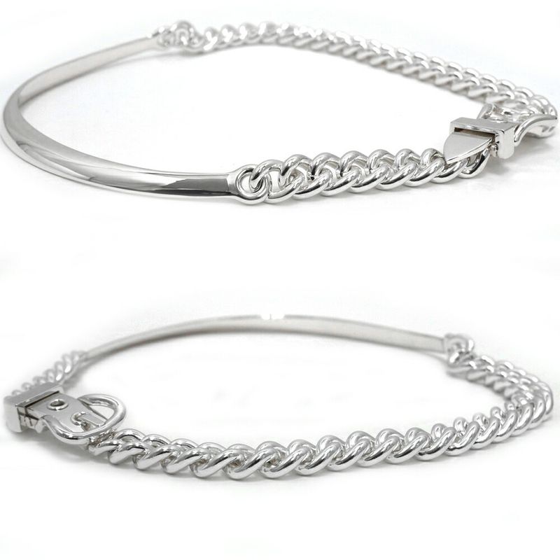 Hermes Necklace Choker Booklet Series GM Inflexible 44 Silver