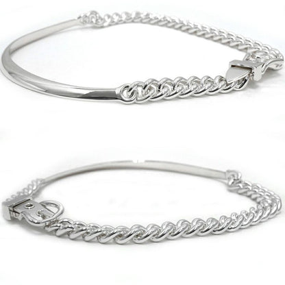 Hermes Necklace Choker Booklet Series GM Inflexible 44 Silver