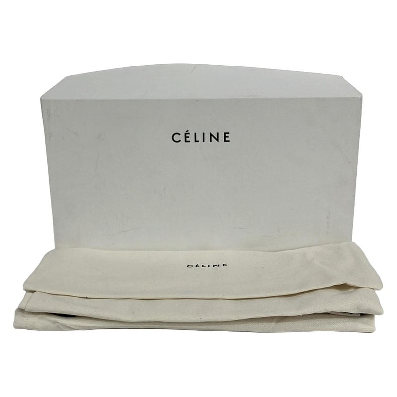 Celine Sandals 38.5 White Black Wedge Sole Leather