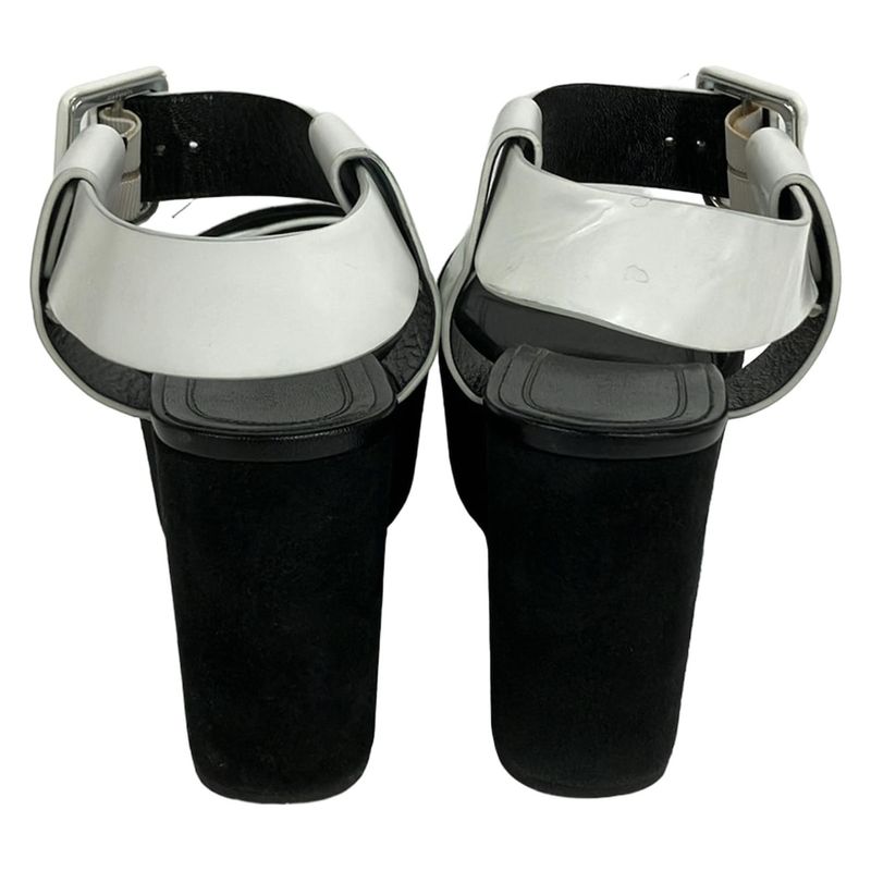 Celine Sandals 38.5 White Black Wedge Sole Leather