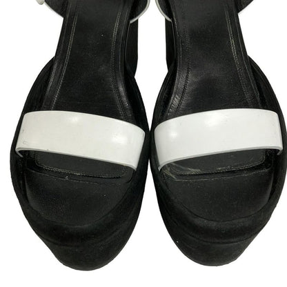 Celine Sandals 38.5 White Black Wedge Sole Leather