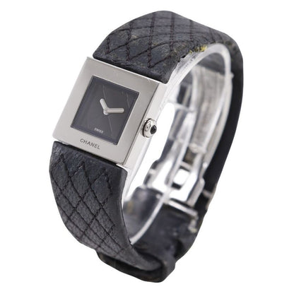 Chanel Quilted Stainless Steel Leather Quartz Analog Display