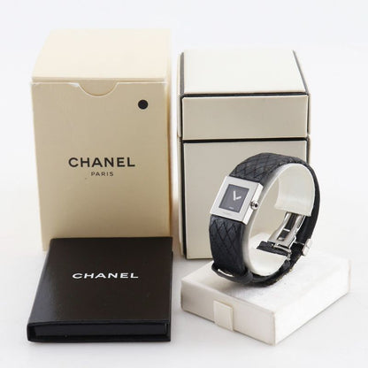 Chanel Quilted Stainless Steel Leather Quartz Analog Display
