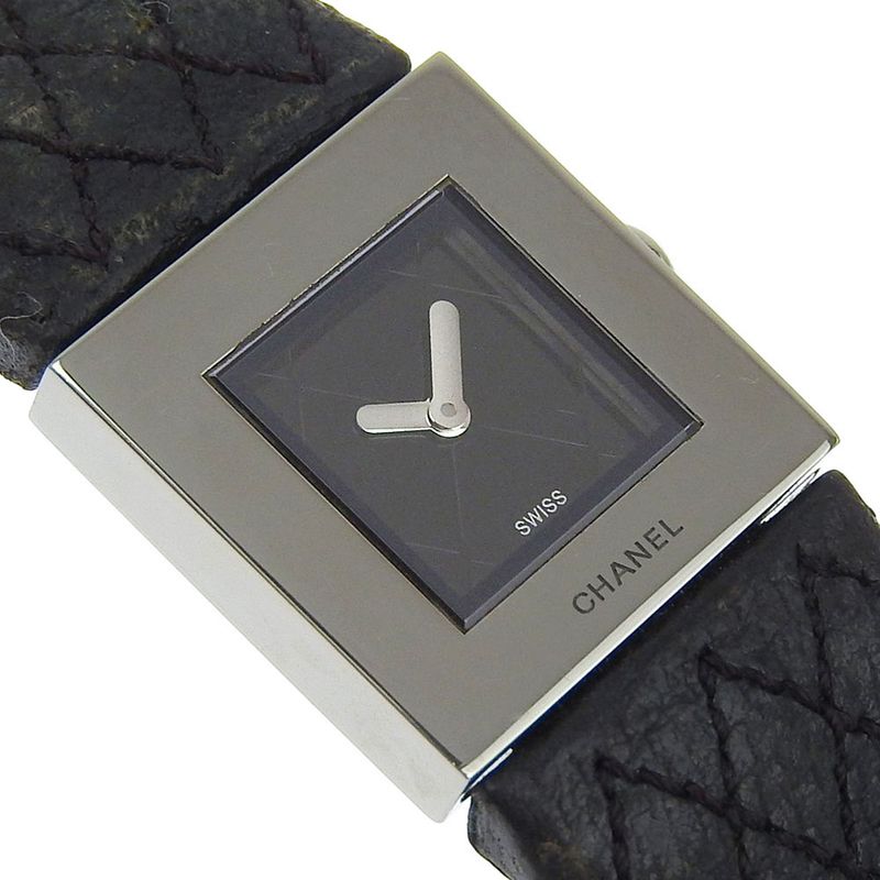 Chanel Quilted Stainless Steel Leather Quartz Analog Display