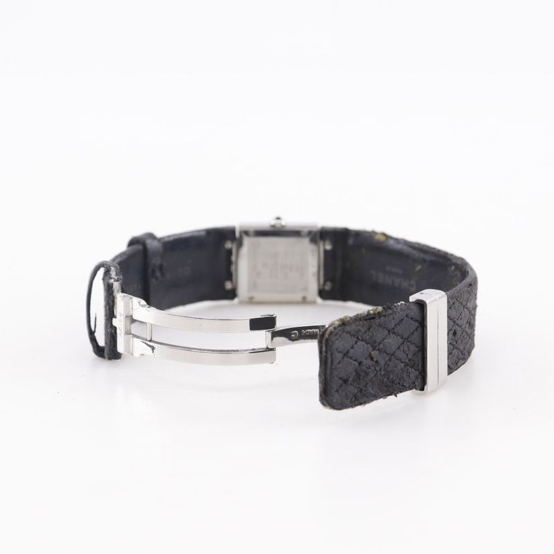 Chanel Quilted Stainless Steel Leather Quartz Analog Display