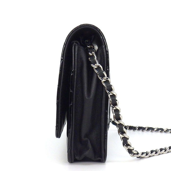 Chanel Shoulder Bag Quilted Classic Chain Wallet Black Patent
