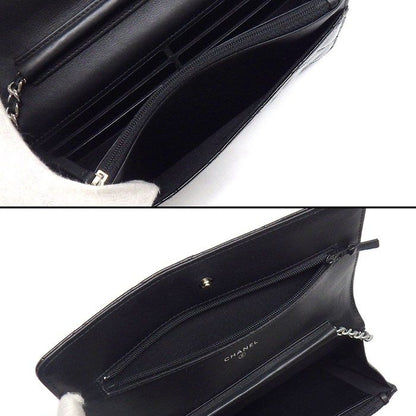Chanel Shoulder Bag Quilted Classic Chain Wallet Black Patent