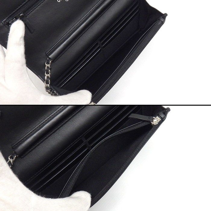 Chanel Shoulder Bag Quilted Classic Chain Wallet Black Patent